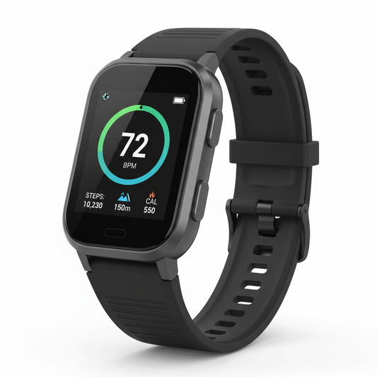 Smart fitness watch with health metrics display